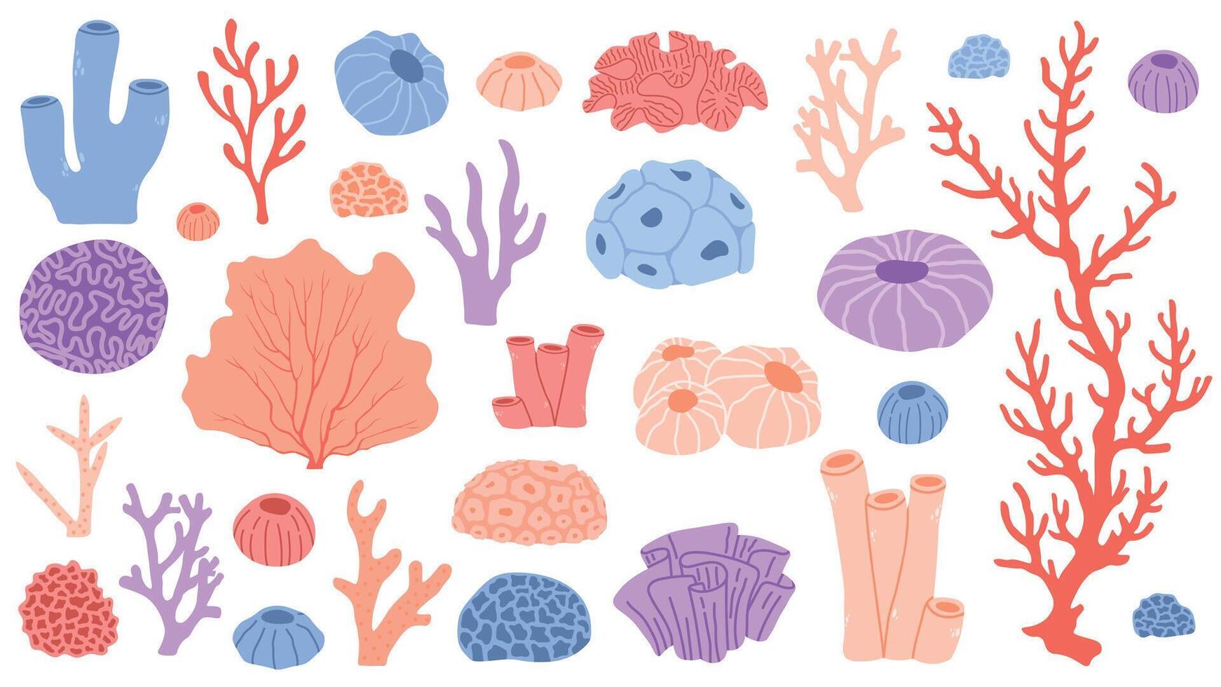 coral colocar, océano, submarino flora, coral vector conjunto