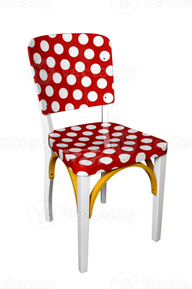 vermelho pintado cadeira com branco bolas em Cortar fora fundo png
