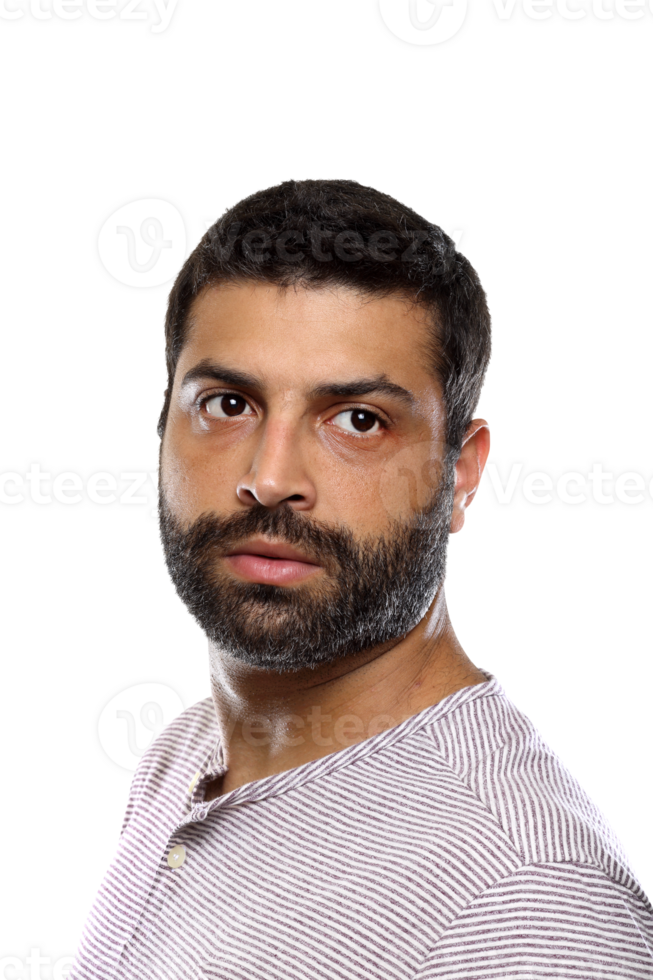 bärtig jung Mann im beiläufig Outfit auf ausgeschnitten Hintergrund png