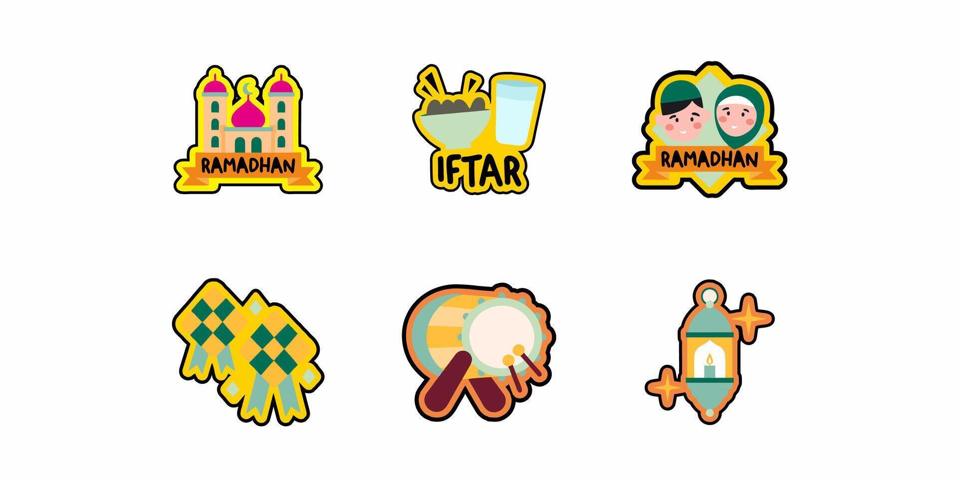 Ramadan illustration character stickers vector