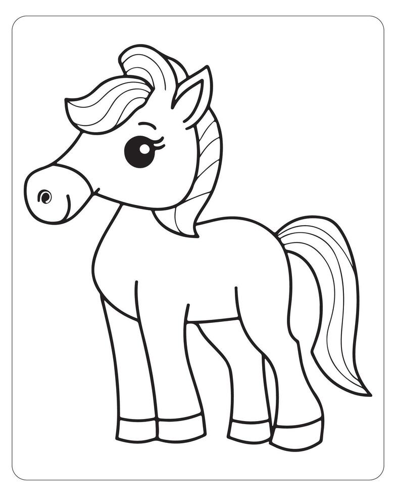 Horse Vector, Horse Coloring Pages, Black and white Animals vector