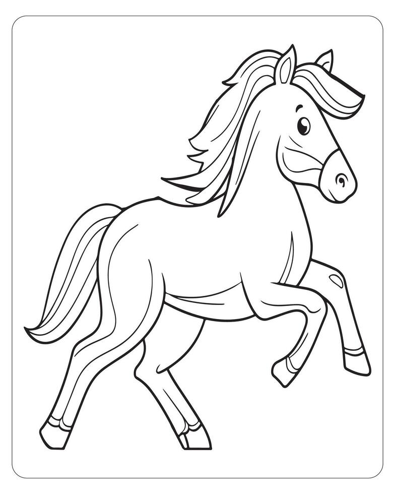 Horse Vector, Horse Coloring Pages, Black and white Animals vector