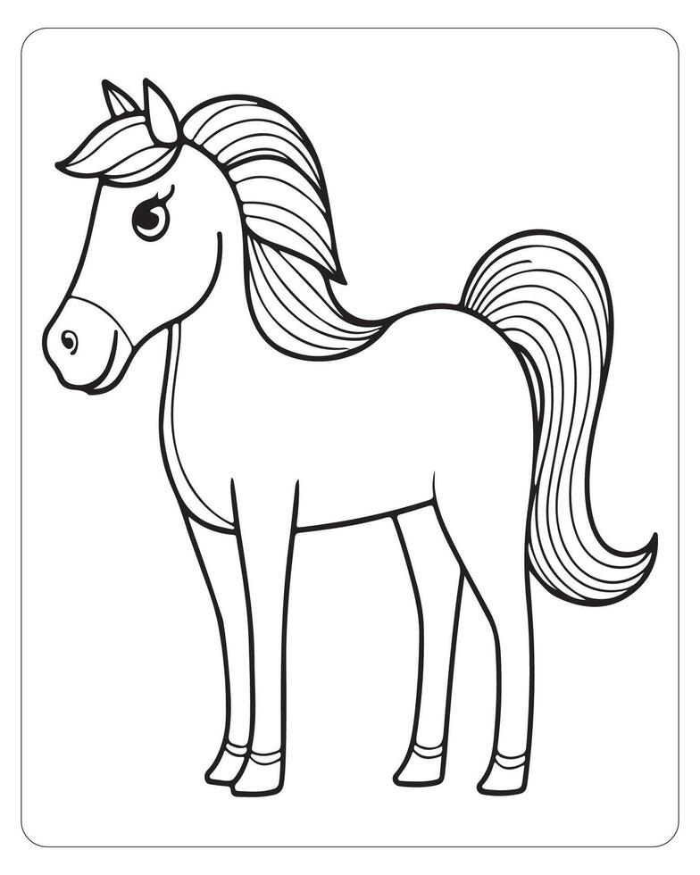 Horse Vector, Horse Coloring Pages, Black and white Animals vector