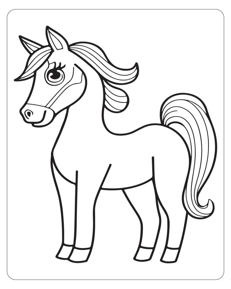 Horse Vector, Horse Coloring Pages, Black and white Animals vector