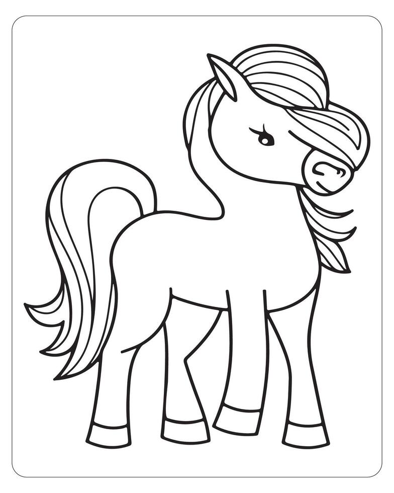 Horse Vector, Horse Coloring Pages, Black and white Animals vector