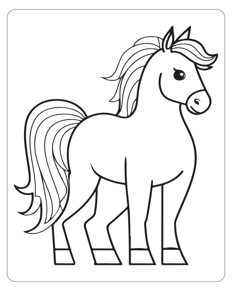 Horse Vector, Horse Coloring Pages, Black and white Animals vector
