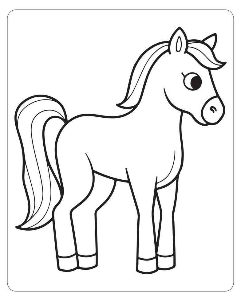 Horse Vector, Horse Coloring Pages, Black and white Animals vector