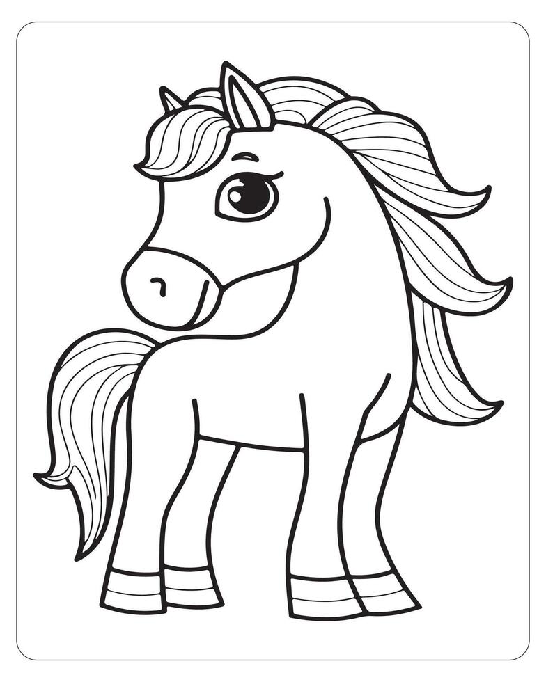 Horse Vector, Horse Coloring Pages, Black and white Animals vector