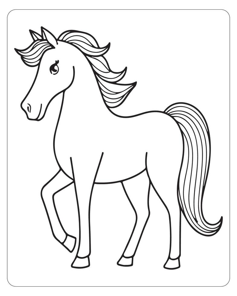 Horse Vector, Horse Coloring Pages, Black and white Animals vector