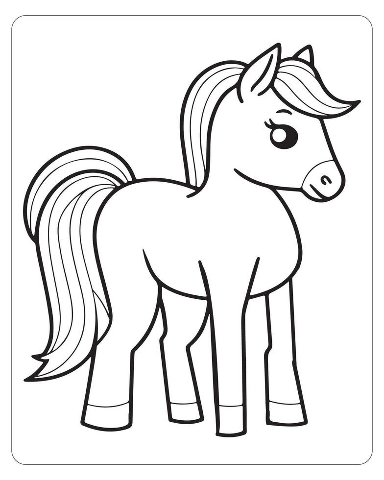 Horse Vector, Horse Coloring Pages, Black and white Animals vector