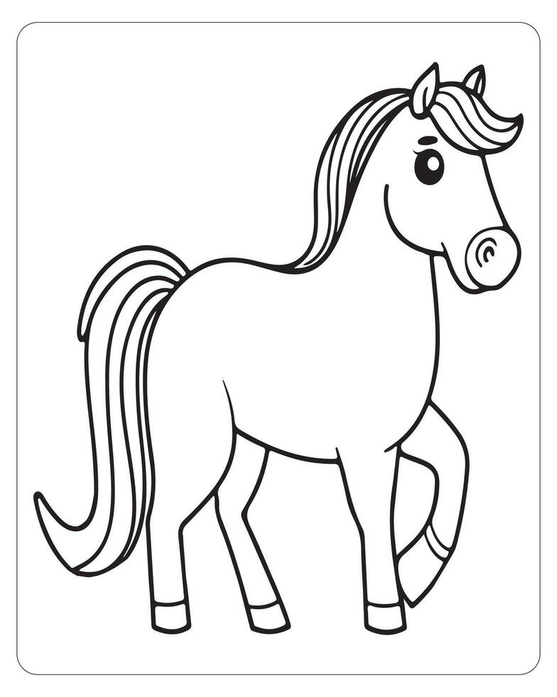 Horse Vector, Horse Coloring Pages, Black and white Animals vector