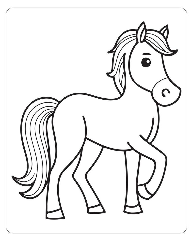 Horse Vector, Horse Coloring Pages, Black and white Animals vector