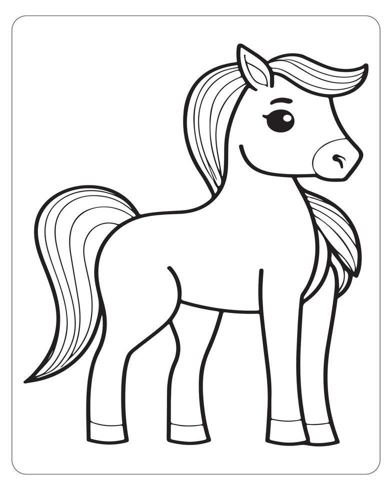 Horse Vector, Horse Coloring Pages, Black and white Animals vector