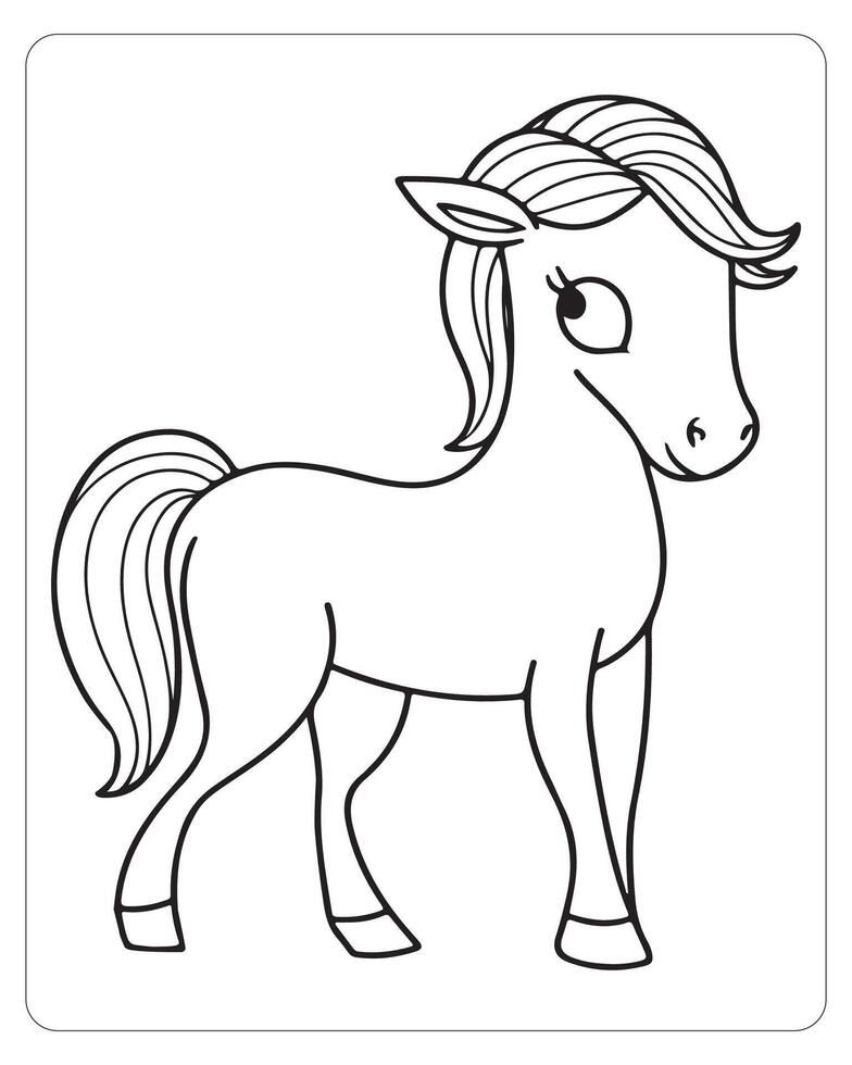 Horse Vector, Horse Coloring Pages, Black and white Animals vector