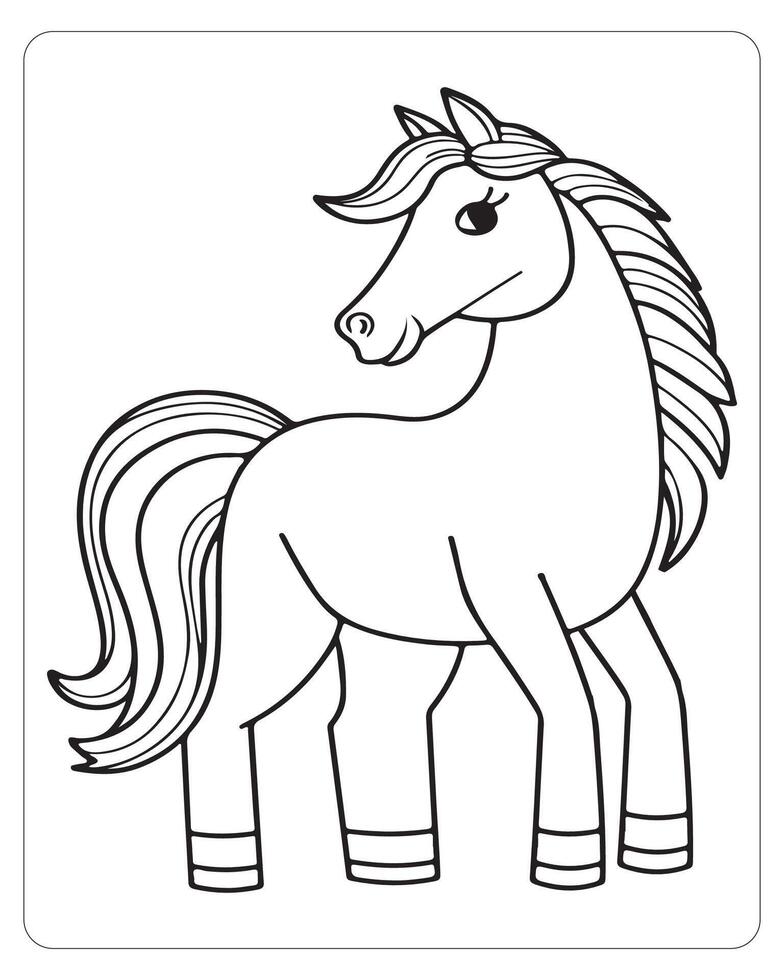Horse Vector, Horse Coloring Pages, Black and white Animals vector
