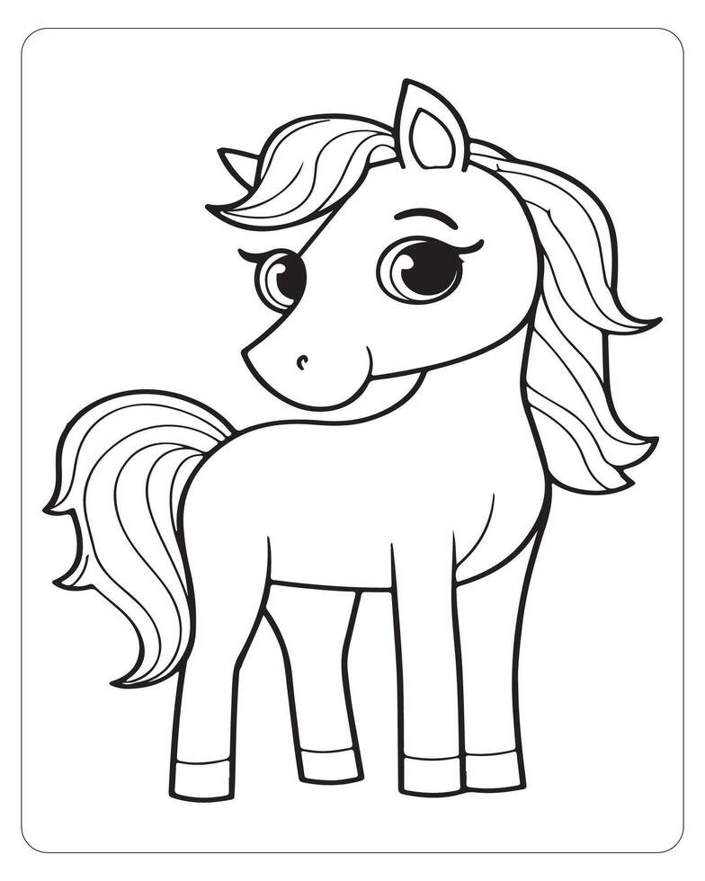 Horse Vector, Horse Coloring Pages, Black and white Animals vector