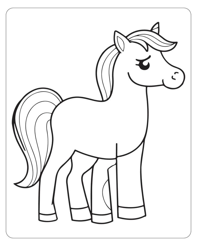 Horse Vector, Horse Coloring Pages, Black and white Animals vector