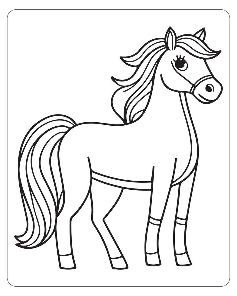 Horse Vector, Horse Coloring Pages, Black and white Animals vector