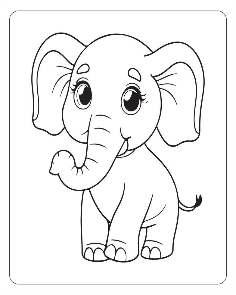 Cute Animals Coloring Pages for kids, Animals Vector