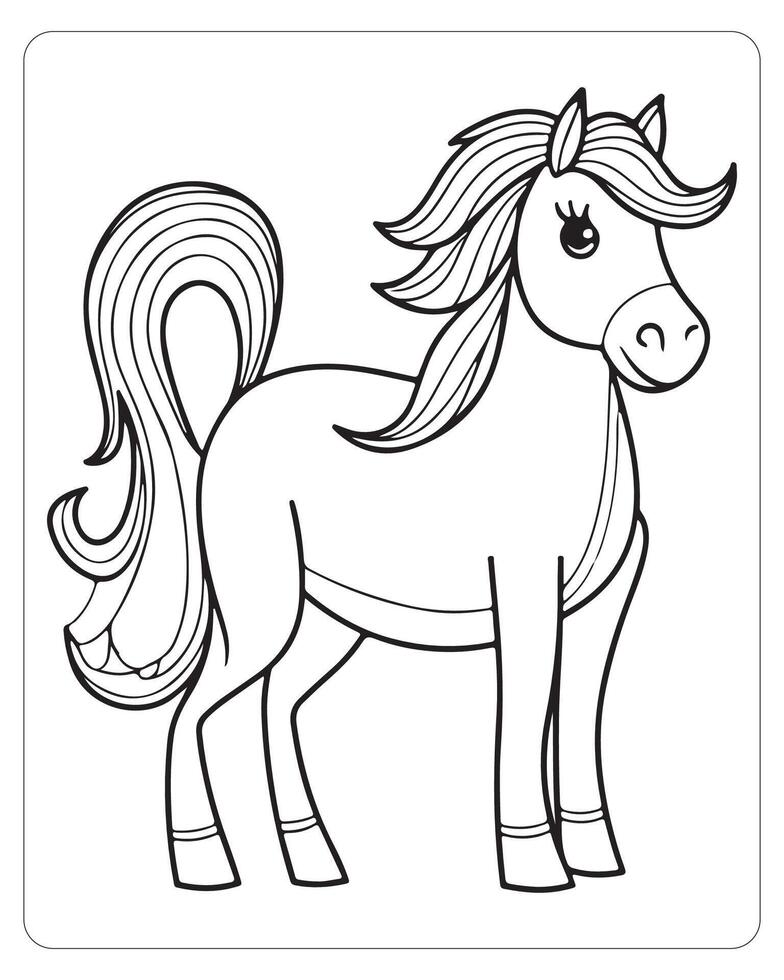 Horse Vector, Horse Coloring Pages, Black and white Animals vector