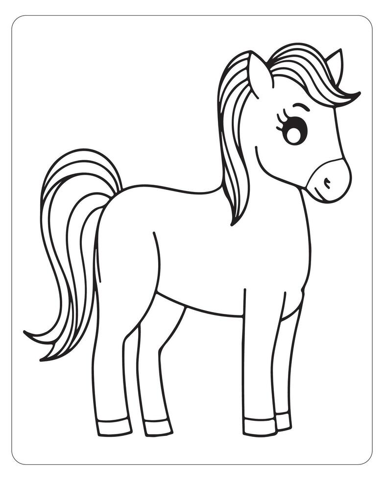 Horse Vector, Horse Coloring Pages, Black and white Animals vector