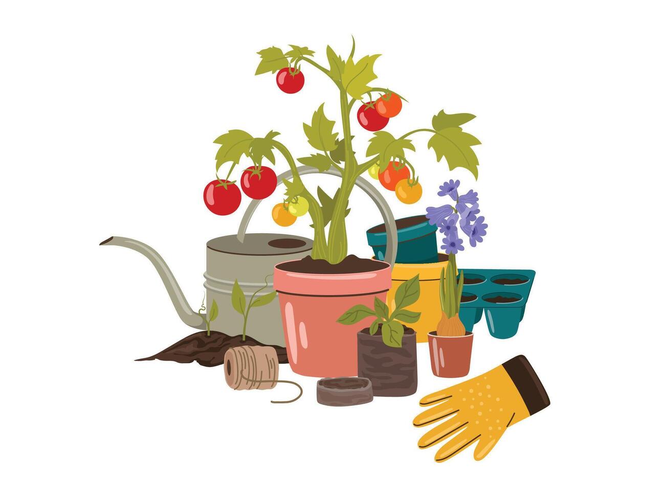 Garden composition for growing and working in the garden. vector