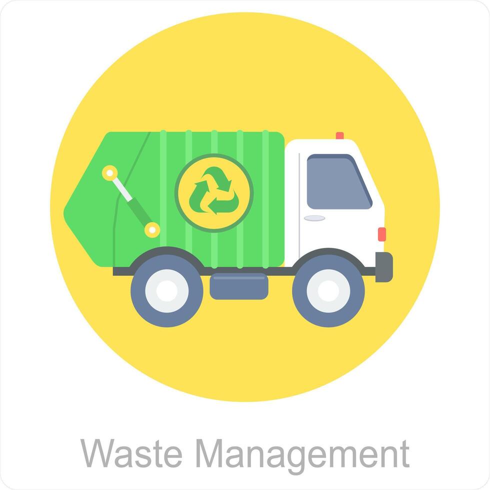 Waste Management and garbage truck icon concept vector