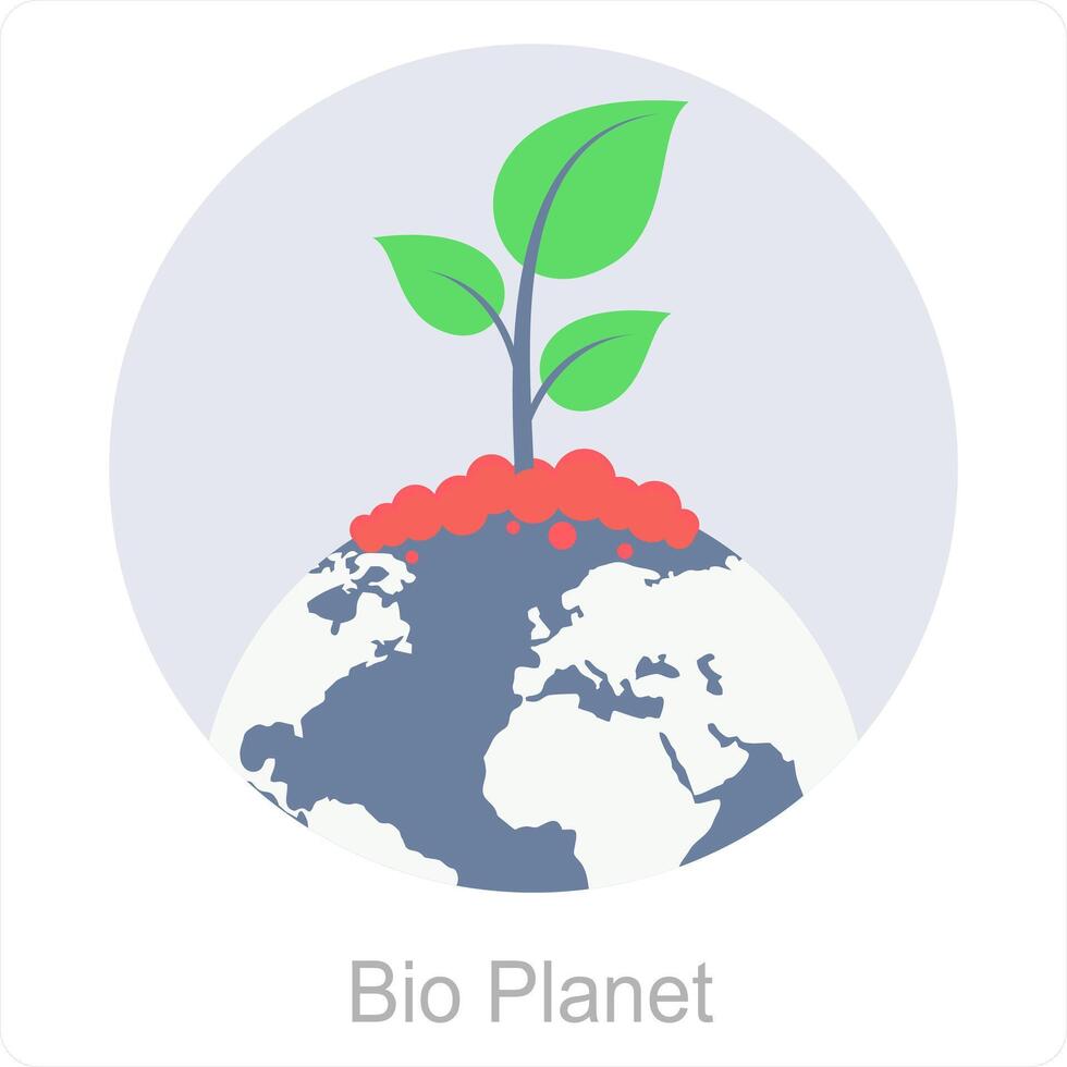 bio planeta y bio icono concepto vector