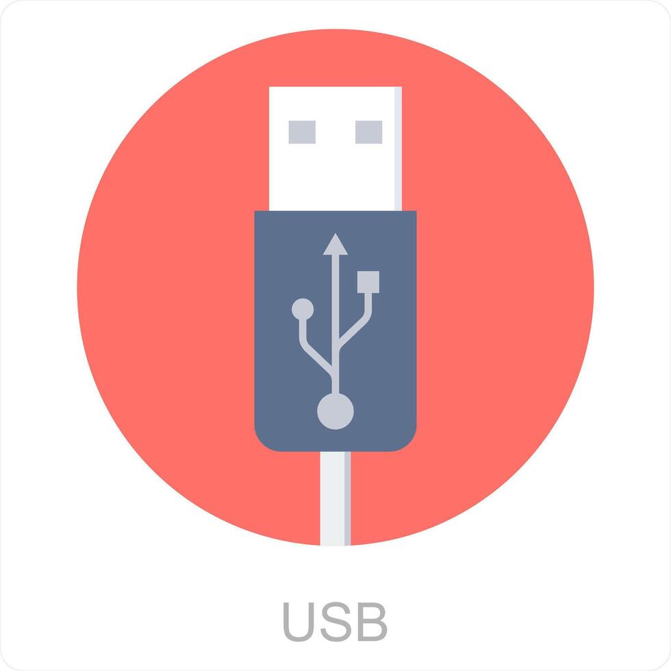 USB and cable icon concept vector