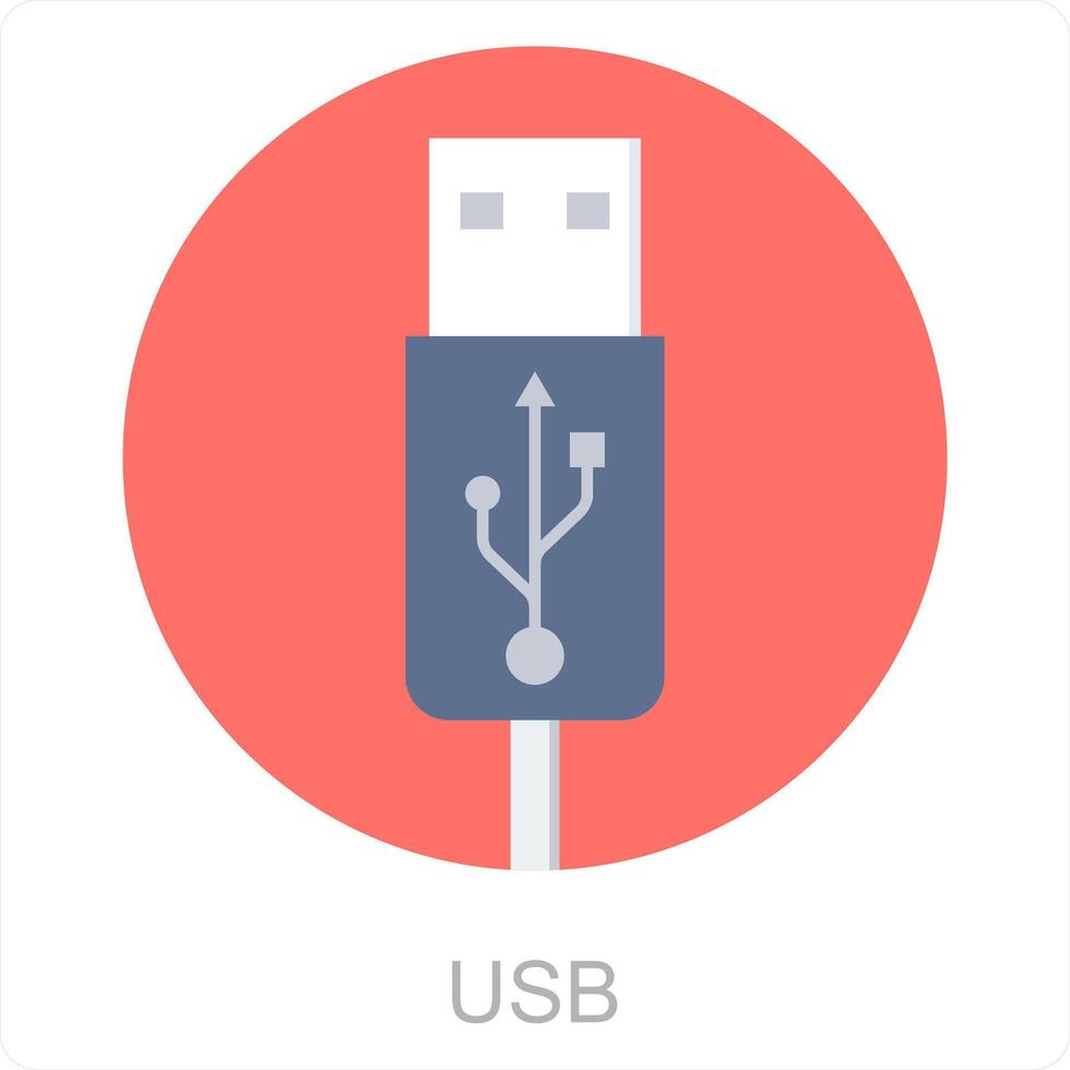 USB y cable icono concepto vector