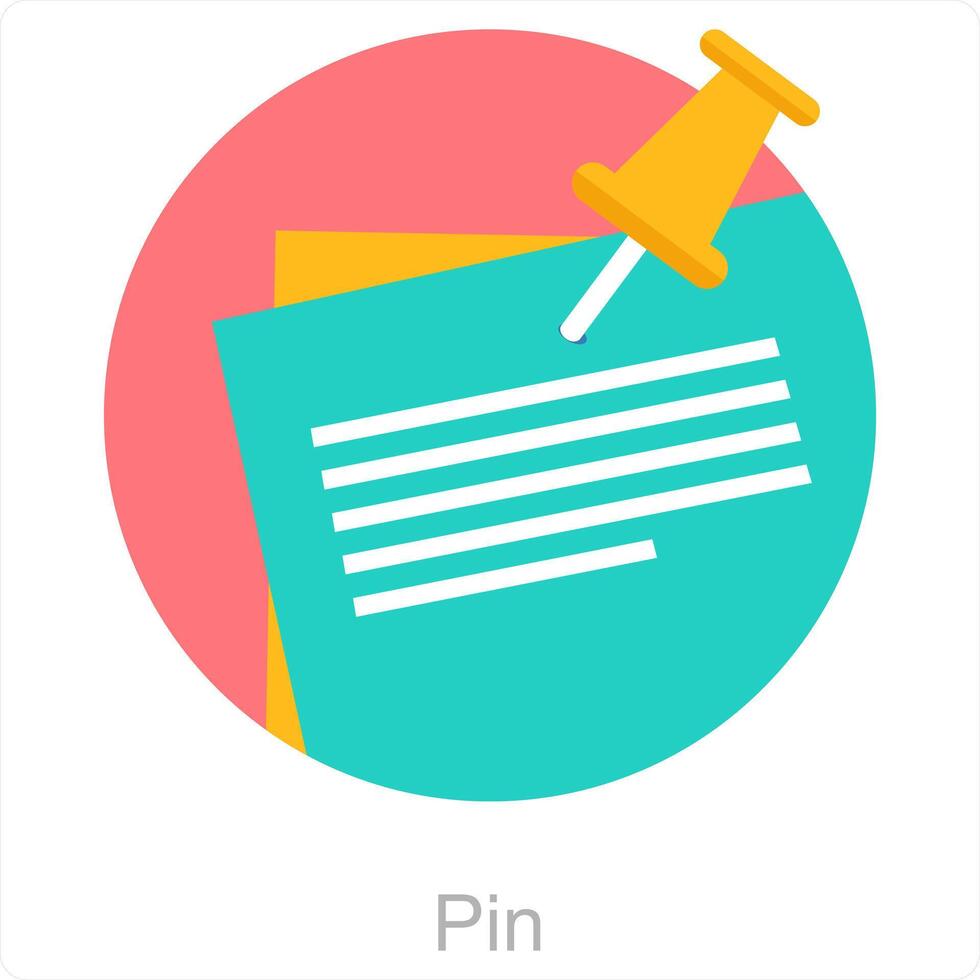 Pin and note icon concept vector