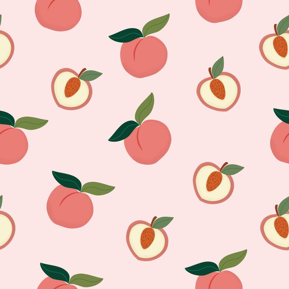 adorable Peach fruit hand drawn seamless pattern vector illustration for decorate invitation greeting birthday party celebration wedding card poster banner textile wallpaper paper wrap background