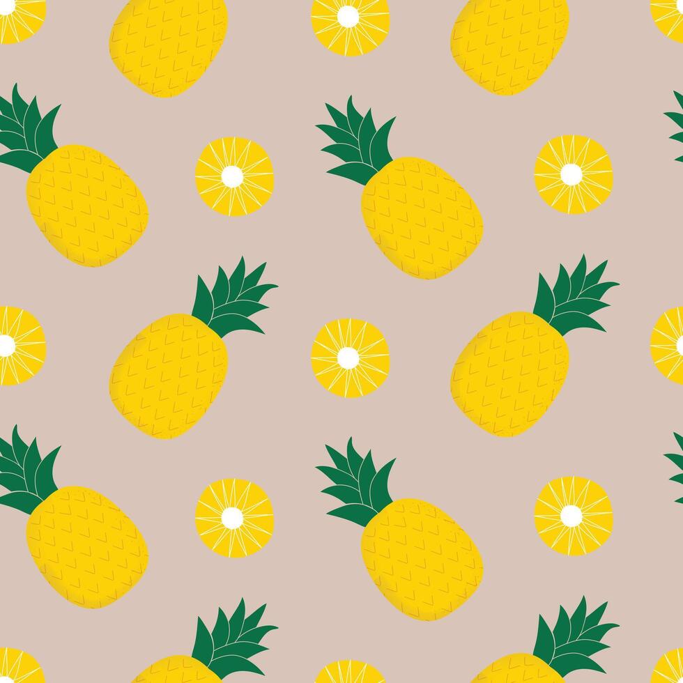 yellow pineapple fruit hand drawn seamless pattern vector illustration for decorate invitation greeting birthday party celebration wedding card poster banner textile wallpaper paper wrap background