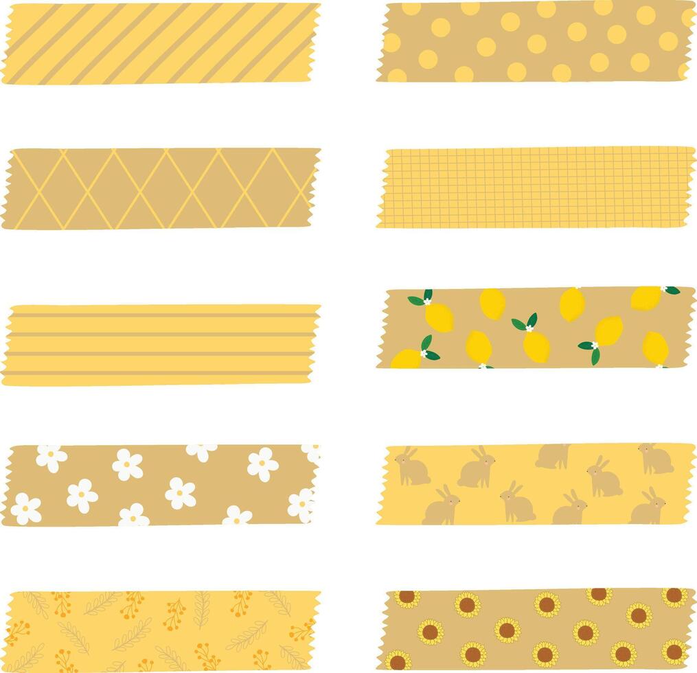 set of cute Digital Washi type elements hand drawn vector illustration for decorate invitation greeting birthday party celebration wedding card poster banner wallpaper paper wrap background