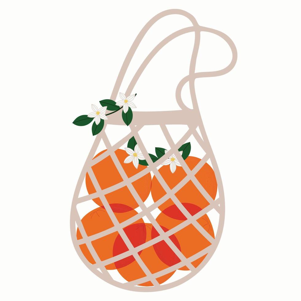 naranja Fruta cesta bolso elemento clipart mano dibujado vector ilustración para invitación saludo cumpleaños fiesta celebracion Boda tarjeta póster bandera textil fondo de pantalla papel envolver antecedentes