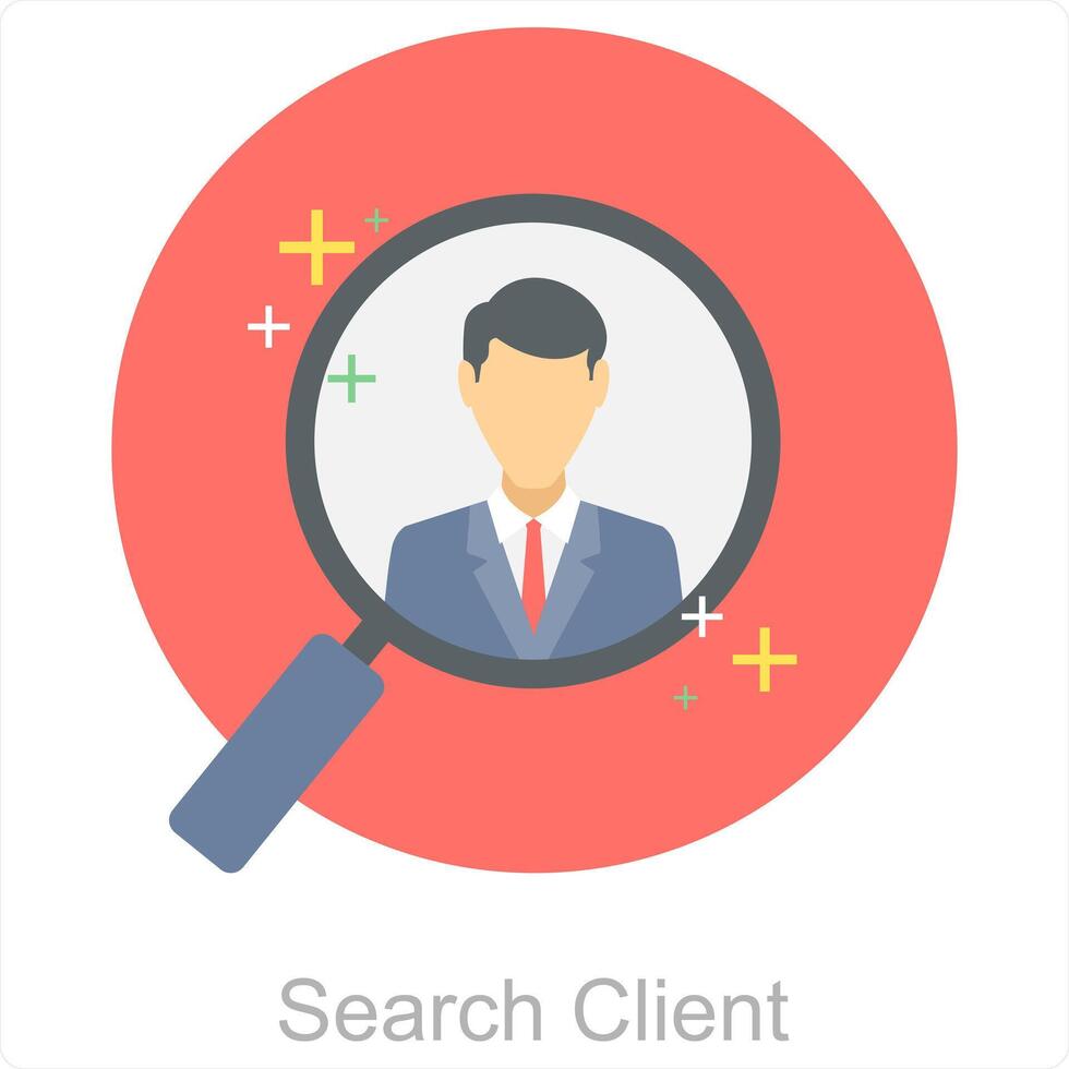 Search Client and search icon concept vector