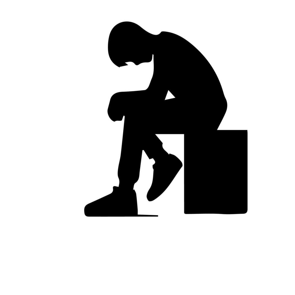 Alone boy sad Silhouette of Very sad man Free Vector