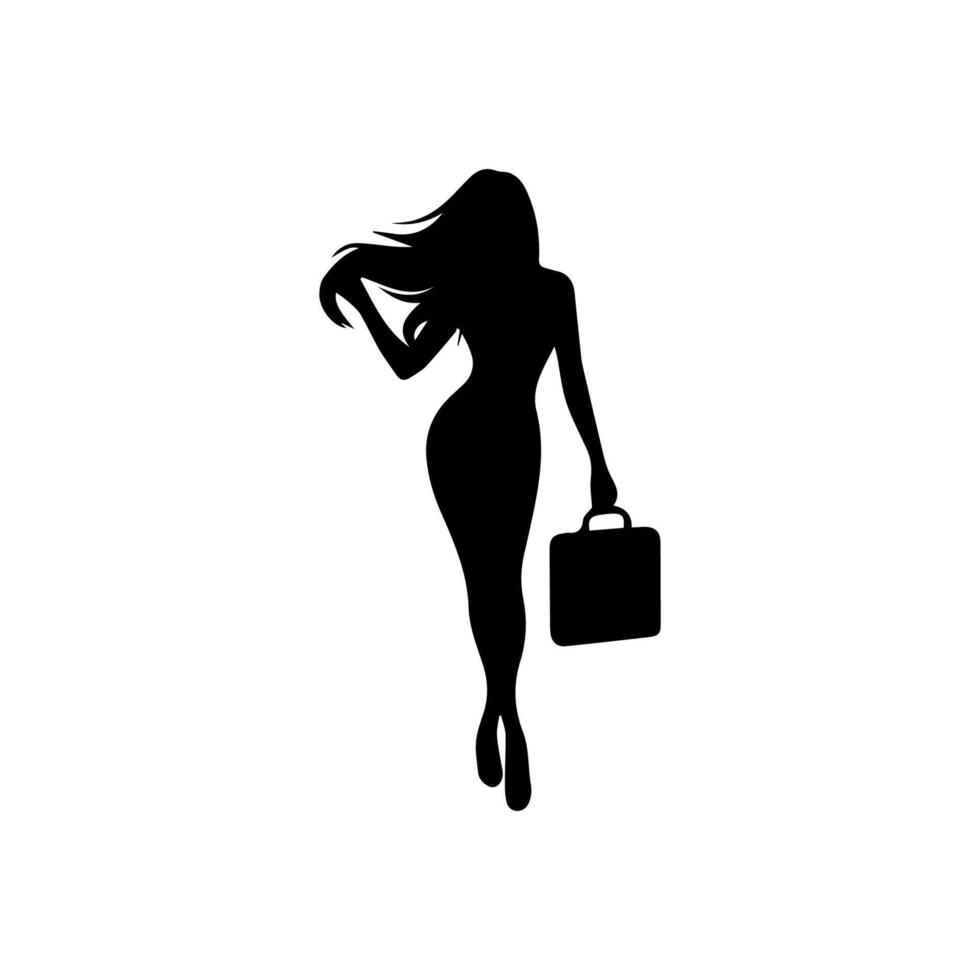 Vector silhouettes of business lady