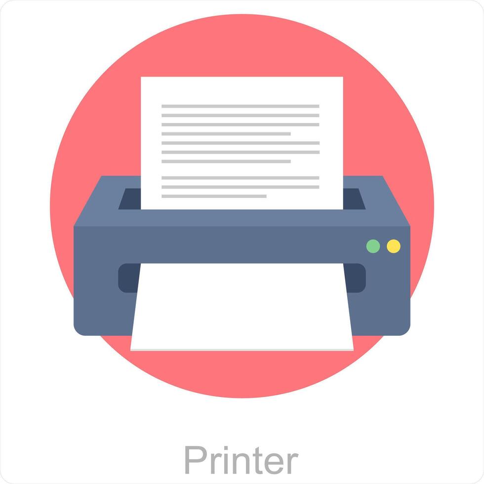 impresora y papel icono concepto vector