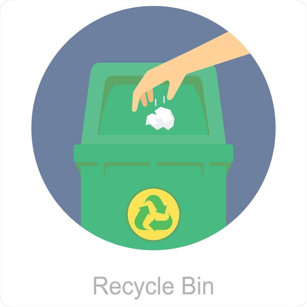 Recycle Bin and bin icon concept vector