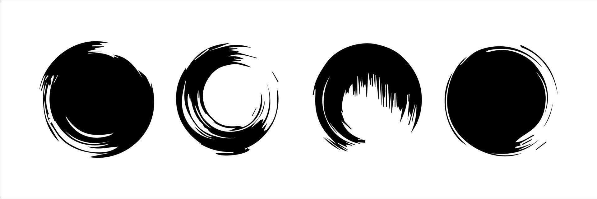 Vector set of grunge circle brush