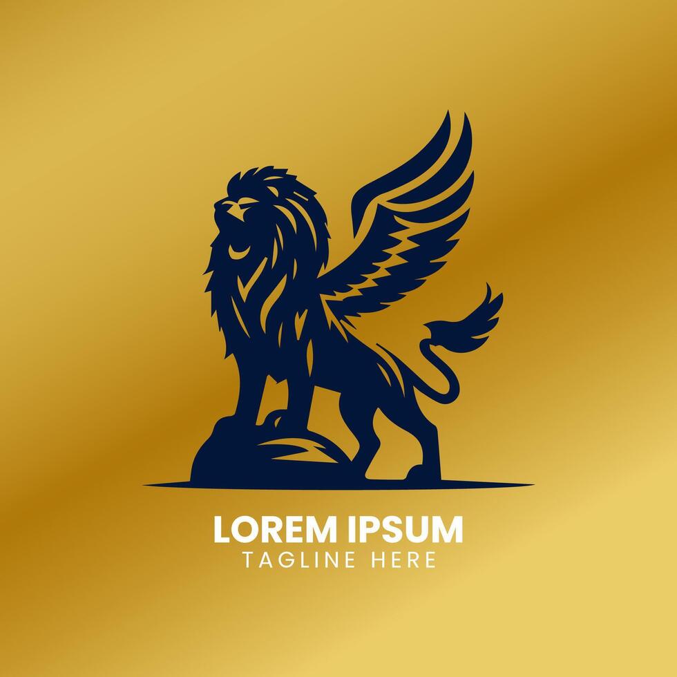 león oro logo diseño vector modelo