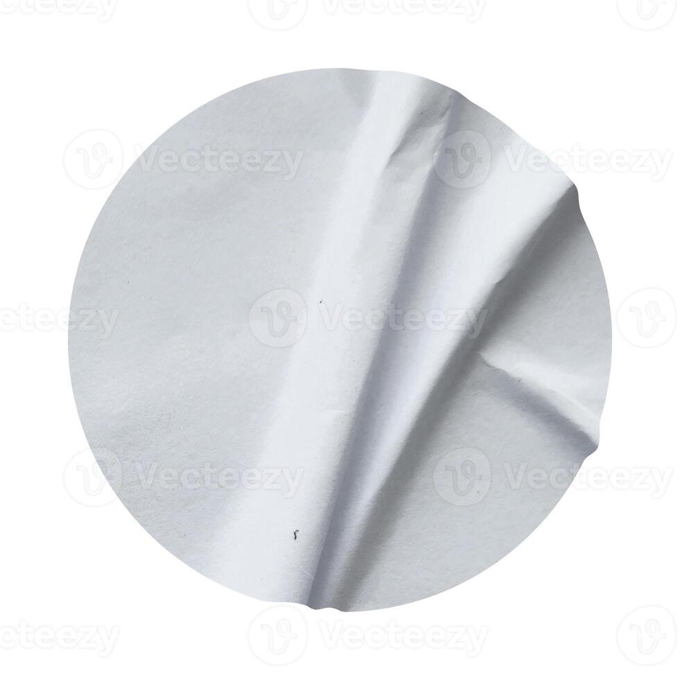 Blank white round paper sticker label isolated on white background with clipping path photo