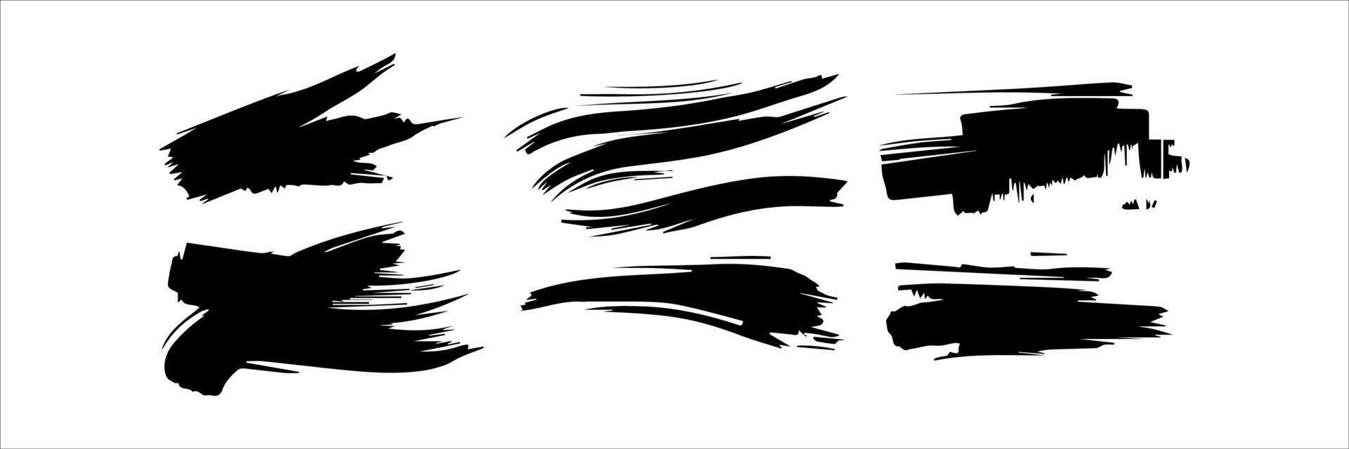 Brush strokes. Vector paintbrush, brush strokes templates. Grunge design elements. Long text boxes. Dirty distress texture banners. Grungy painted