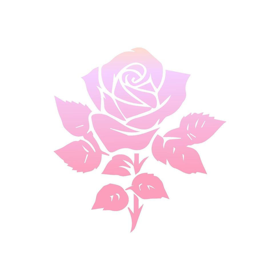 Rosa flor de floreciente planta. jardín Rosa aislado icono de rosado florecer, pétalo y brote con verde vástago y hoja para romántico floral decoración, Boda ramo de flores y enamorado saludo tarjeta vector