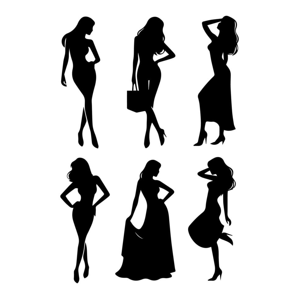 Vector silhouettes of business lady