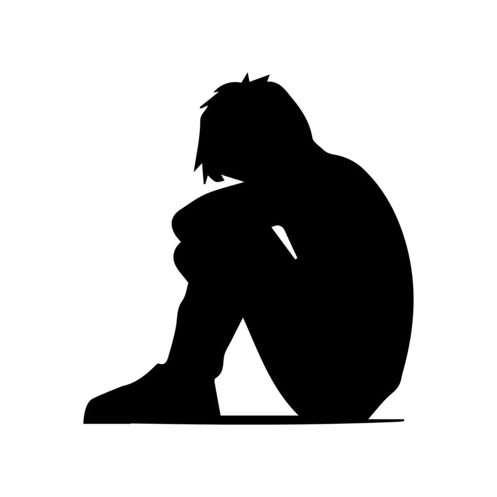 Alone boy sad Silhouette of Very sad man Free Vector