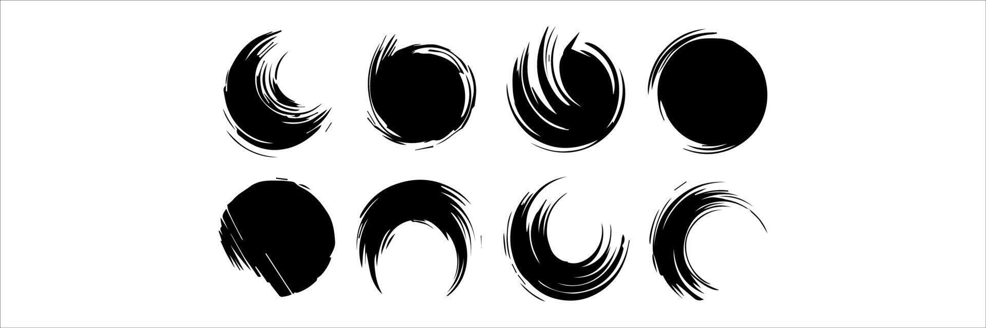 Vector set of grunge circle brush