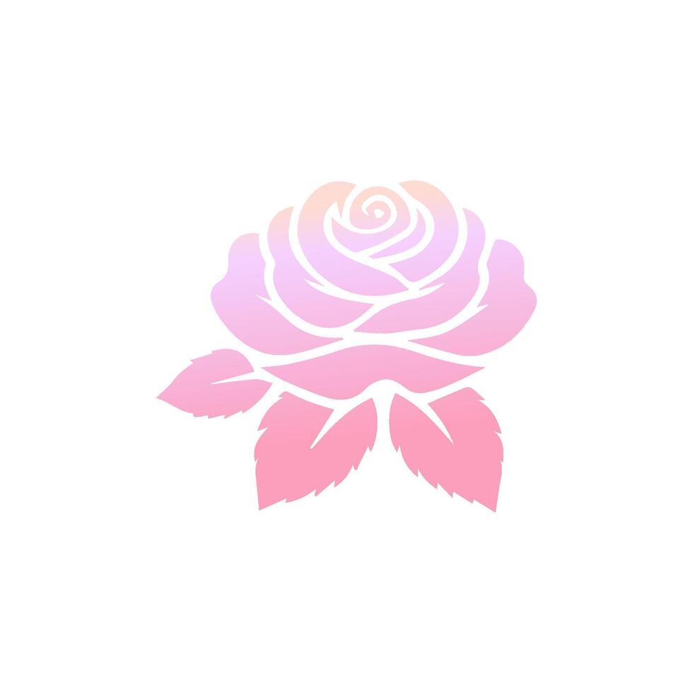 Rose flower of blooming plant. Garden rose isolated icon of pink blossom, petal and bud with green stem and leaf for romantic floral decoration, wedding bouquet and valentine greeting card vector