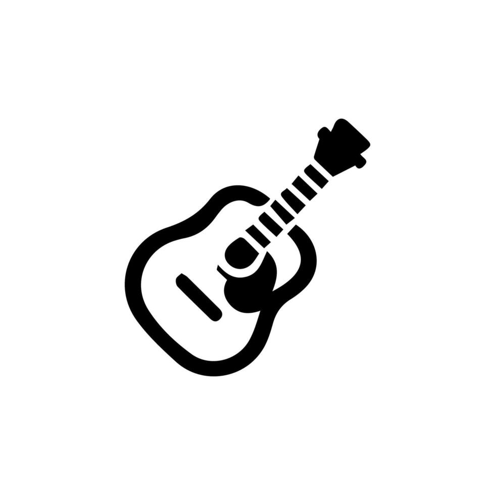 Acoustic and electric guitar outline musical instruments Vector isolated silhouette guitare doodle